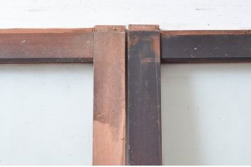 アンティーク建具　古い木味が趣のあるガラス戸2枚(引き戸)(R-08912)