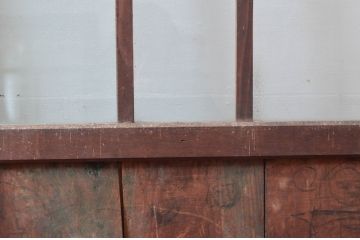 アンティーク建具　古い木味が趣のあるガラス戸2枚(引き戸)(R-08912)