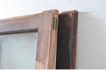 アンティーク建具　古い木味が趣のあるガラス戸2枚(引き戸)(R-08912)