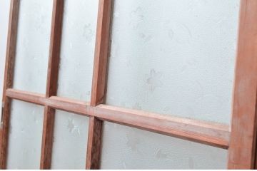 アンティーク建具　昭和レトロな雰囲気にぴったり!温かみを感じるガラス戸2枚セット(引き戸)(R-080916)