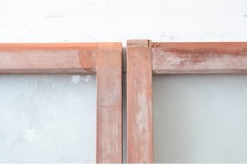 アンティーク建具　昭和レトロな雰囲気にぴったり!温かみを感じるガラス戸2枚セット(引き戸)(R-080916)