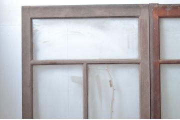 アンティーク建具　大振りサイズ!!　店舗用　古い商店の大判ガラス戸3枚セット(幅広ガラス戸、引き戸)(R-080917)