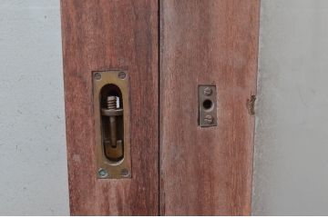 アンティーク建具　大振りサイズ!!　店舗用　古い商店の大判ガラス戸3枚セット(幅広ガラス戸、引き戸)(R-080917)