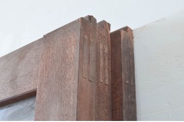 アンティーク建具　大振りサイズ!!　店舗用　古い商店の大判ガラス戸3枚セット(幅広ガラス戸、引き戸)(R-080917)