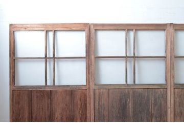 アンティーク建具　素朴な木味が魅力のガラス戸4枚セット(引き戸)(R-080918)