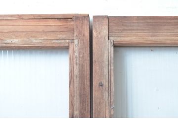 アンティーク建具　素朴な木味が魅力のガラス戸4枚セット(引き戸)(R-080918)