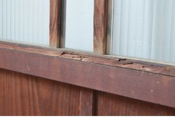 アンティーク建具　素朴な木味が魅力のガラス戸3枚セット(引き戸)(R-080919)