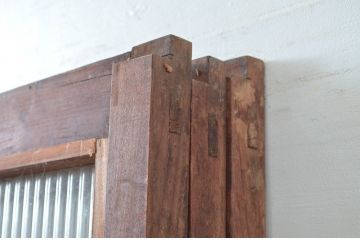 アンティーク建具　素朴な木味が魅力のガラス戸3枚セット(引き戸)(R-080919)