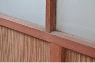 アンティーク建具　レトロな雰囲気を醸し出す幅広ガラス戸1枚(引き戸)(R-080920)