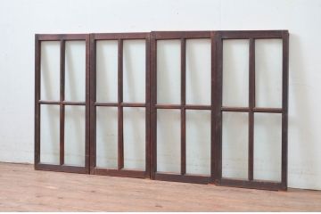 アンティーク建具　古い気味が魅力的なガラス窓4枚セット(引き戸、ガラス戸)(R-080922)