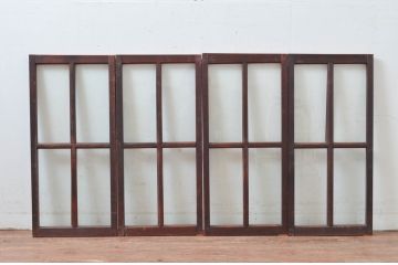 アンティーク建具　古い気味が魅力的なガラス窓4枚セット(引き戸、ガラス戸)(R-080922)