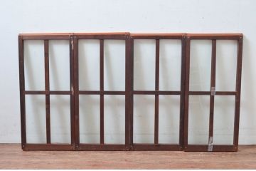 アンティーク建具　古い気味が魅力的なガラス窓4枚セット(引き戸、ガラス戸)(R-080922)