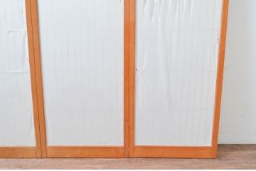 アンティーク建具　大胆かつ繊細な彫刻が美しい障子付き書院戸4枚セット(窓、引き戸、障子戸)(R-080925)