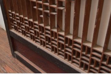 アンティーク建具　時代物!!　上作作り!!上質な和の空間を演出する組子入り書院戸4枚セット(引き戸、障子戸、窓)(R-080926)