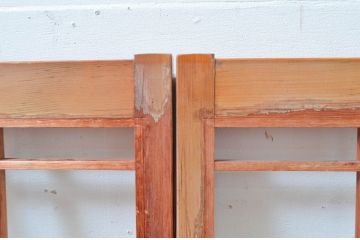 アンティーク建具　花　和の情緒溢れる組子入り障子窓2枚セット(引き戸、障子戸)(R-080927)