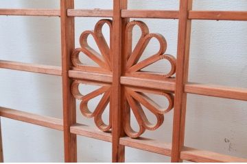 アンティーク建具　花　和の情緒溢れる組子入り障子窓2枚セット(引き戸、障子戸)(R-080927)
