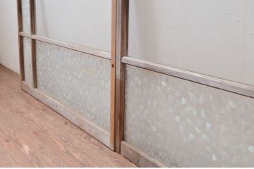 アンティーク建具　レトロな雰囲気が溢れるガラス窓2枚セット(引き戸、ガラス戸)(R-080931)