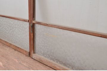 アンティーク建具　レトロな雰囲気が溢れるガラス窓2枚セット(引き戸、ガラス戸)(R-080931)
