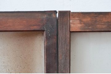 アンティーク建具　レトロな雰囲気が溢れるガラス窓2枚セット(引き戸、ガラス戸)(R-080932)