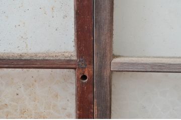アンティーク建具　レトロな雰囲気が溢れるガラス窓2枚セット(引き戸、ガラス戸)(R-080932)