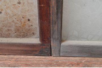 アンティーク建具　レトロな雰囲気が溢れるガラス窓2枚セット(引き戸、ガラス戸)(R-080932)