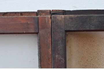 アンティーク建具　レトロな雰囲気が溢れるガラス窓2枚セット(引き戸、ガラス戸)(R-080932)