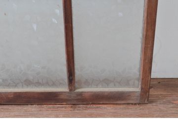 アンティーク建具　レトロな雰囲気が溢れるガラス窓2枚セット(引き戸、ガラス戸)(R-080932)