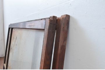 アンティーク建具　レトロな雰囲気が溢れるガラス窓2枚セット(引き戸、ガラス戸)(R-080932)