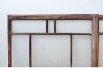 アンティーク建具　レトロな空間作りにおすすめなガラス窓2枚セット(引き戸、ガラス戸)(R-080933)