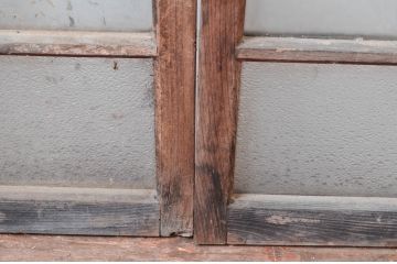 アンティーク建具　レトロな空間作りにおすすめなガラス窓2枚セット(引き戸、ガラス戸)(R-080933)