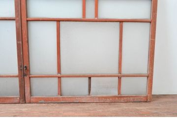 アンティーク建具　レトロな空間作りにおすすめなガラス窓2枚セット(引き戸、ガラス戸)(R-080933)