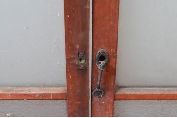 アンティーク建具　レトロな空間作りにおすすめなガラス窓2枚セット(引き戸、ガラス戸)(R-080933)