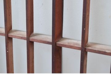 アンティーク建具　レトロな空間を演出する格子入りガラス窓2枚セット(引き戸、ガラス戸、格子戸)(R-080934)