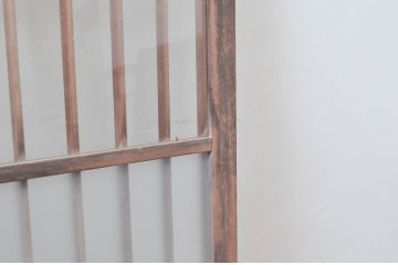 アンティーク建具　レトロな空間を演出する格子入りガラス窓2枚セット(引き戸、ガラス戸、格子戸)(R-080934)