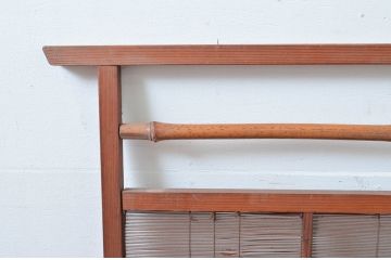 和製アンティーク　松竹梅　すだれが涼やかな印象を与える透かし彫り入り衝立(パーテーション、仕切り、衝い立て、つい立て)(R-080938)