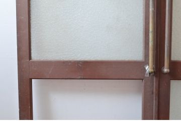 アンティーク建具　レトロな雰囲気漂う親子ドア1対2枚セット (両開きドア、ガラス扉、玄関ドア)(R-080939)
