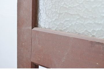 アンティーク建具　レトロな雰囲気漂う親子ドア1対2枚セット (両開きドア、ガラス扉、玄関ドア)(R-080939)