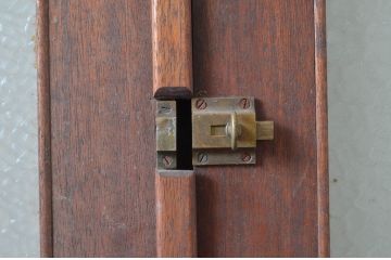 アンティーク建具　レトロな雰囲気漂う親子ドア1対2枚セット (両開きドア、ガラス扉、玄関ドア)(R-080939)