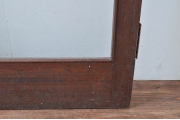 アンティーク建具　レトロな雰囲気漂う親子ドア1対2枚セット (両開きドア、ガラス扉、玄関ドア)(R-080939)