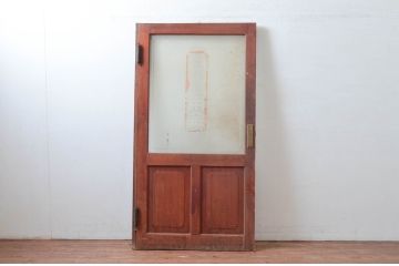 アンティーク建具　レトロな雰囲気を醸し出すガラス扉1枚(木製扉、ドア)(R-080940)