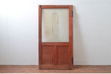 アンティーク建具　レトロな雰囲気を醸し出すガラス扉1枚(木製扉、ドア)(R-080940)