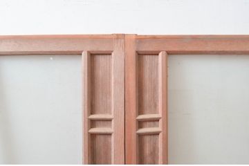 アンティーク建具　上手物!!　凝ったデザインの背の高いガラス窓2枚セット(ガラス戸、引き戸)(R-080941)