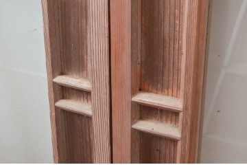 アンティーク建具　上手物!!　凝ったデザインの背の高いガラス窓2枚セット(ガラス戸、引き戸)(R-080941)