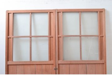 アンティーク建具　上手物!!　凝ったデザインの背の高いガラス窓2枚セット(ガラス戸、引き戸)(R-080941)