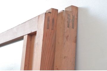 アンティーク建具　上手物!!　凝ったデザインの背の高いガラス窓2枚セット(ガラス戸、引き戸)(R-080941)