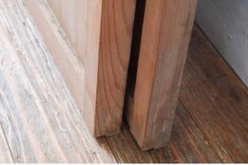 アンティーク建具　上手物!!　凝ったデザインの背の高いガラス窓2枚セット(ガラス戸、引き戸)(R-080941)