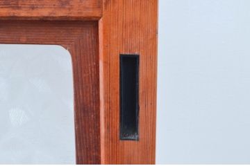 アンティーク建具　どこか懐かしい雰囲気漂うモールガラス入りの幅狭ガラス戸4枚セット(引き戸、ガラス戸)(R-080942)