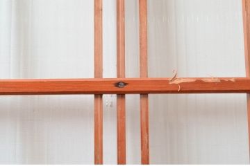 アンティーク建具　どこか懐かしい雰囲気漂うモールガラス入りの幅狭ガラス戸4枚セット(引き戸、ガラス戸)(R-080942)
