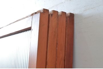 アンティーク建具　どこか懐かしい雰囲気漂うモールガラス入りの幅狭ガラス戸4枚セット(引き戸、ガラス戸)(R-080942)