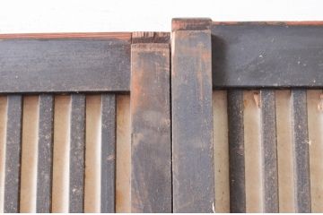 アンティーク建具　懐かしさ漂うガラス入り格子戸3枚セット(ガラス戸、引き戸)(R-080943)